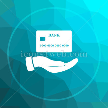 Hand holding credit card low poly button. - Website icons
