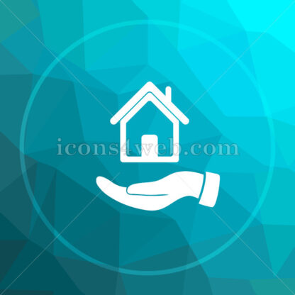 Hand holding house low poly button. - Website icons