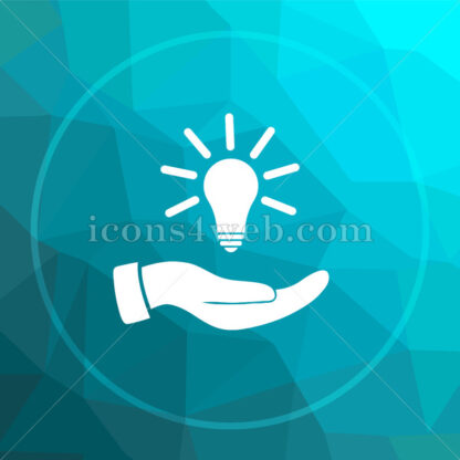 Hand holding lightbulb.Idea low poly button. - Website icons
