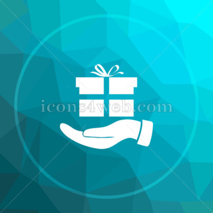 Hand with gift low poly button. - Website icons