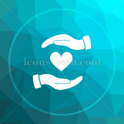 Hands holding heart low poly button. - Website icons