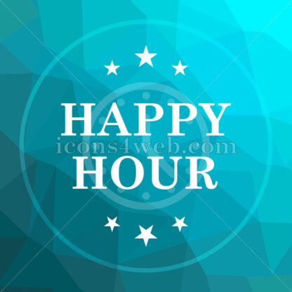 Happy hour low poly button. - Website icons