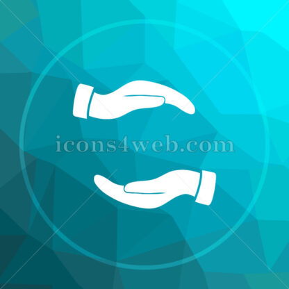 Protecting hands low poly button. - Website icons