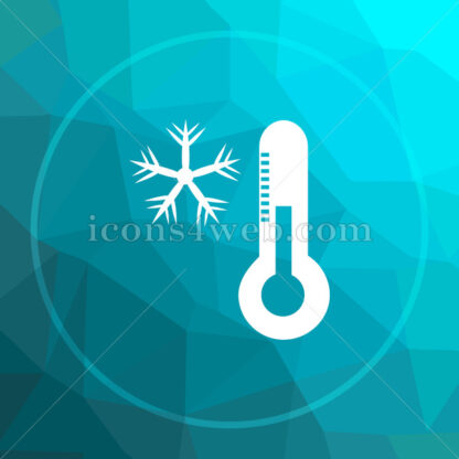 Snowflake with thermometer low poly button. - Website icons