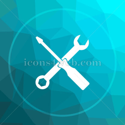 Spanner and screwdriver low poly button. - Website icons