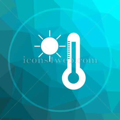 Sun and thermometer low poly button. - Website icons