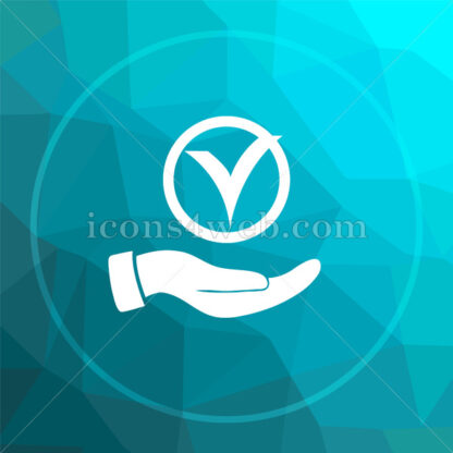 Tick with hand low poly button. - Website icons