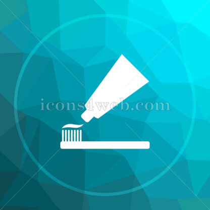 Tooth paste and brush low poly button. - Website icons