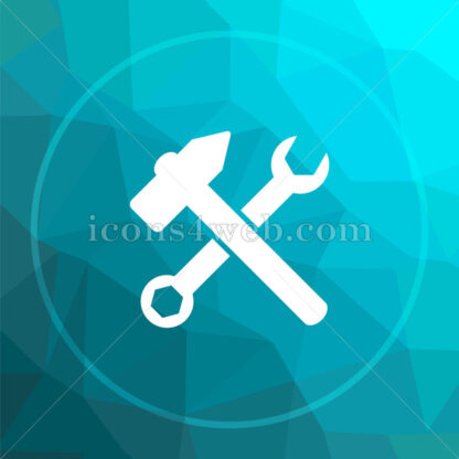 Wrench and hammer. Tools low poly button. - Website icons