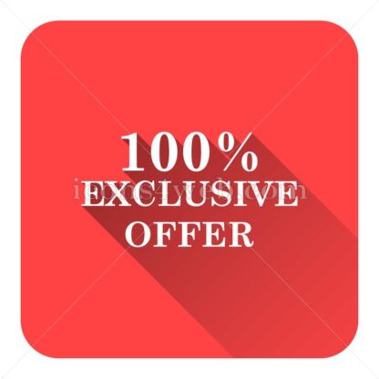 100% exclusive offer flat icon with long shadow vector – vector button - Icons for website