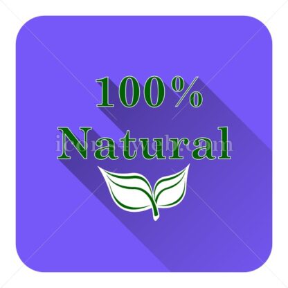 100 percent natural flat icon with long shadow vector – royalty free icon - Icons for website