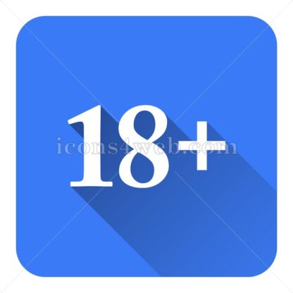 18 plus flat icon with long shadow vector – stock icon - Icons for website