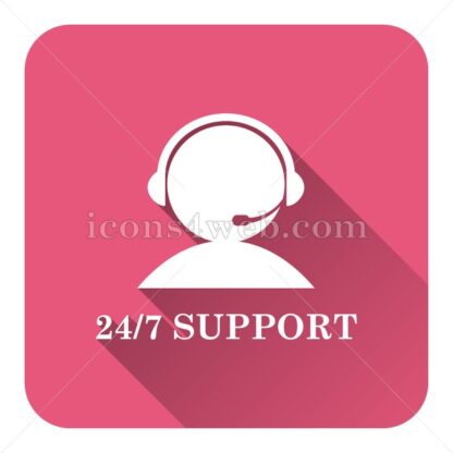 24-7 Support flat icon with long shadow vector – website icon - Icons for website