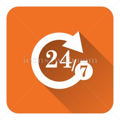 24/7 flat icon with long shadow vector – graphic design icon - Icons for website