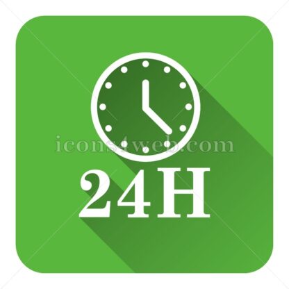 24H clock flat icon with long shadow vector – stock icon - Icons for website