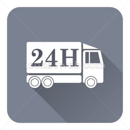 24H delivery truck flat icon with long shadow vector – icons for website - Icons for website