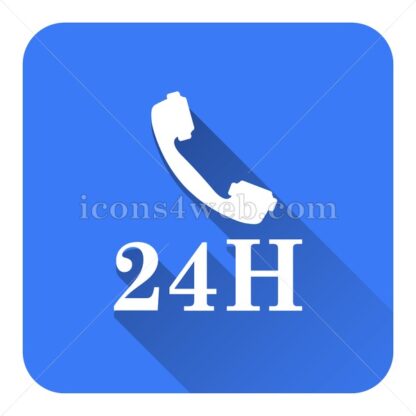 24H phone flat icon with long shadow vector – stock icon - Icons for website
