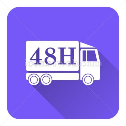 48H delivery truck flat icon with long shadow vector – icons for website - Icons for website