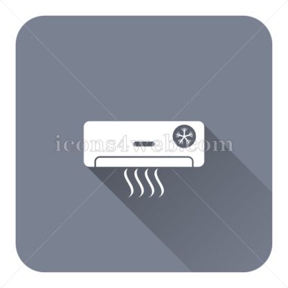 Air conditioner flat icon with long shadow vector – flat button - Icons for website