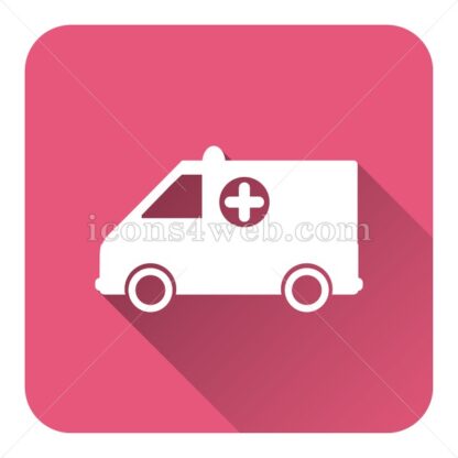 Ambulance flat icon with long shadow vector – royalty free icon - Icons for website