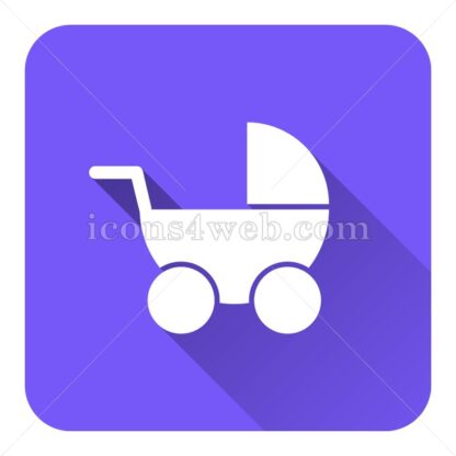 Baby carriage flat icon with long shadow vector – website icon - Icons for website