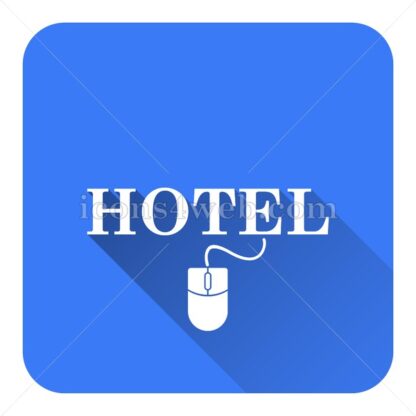 Booking hotel online flat icon with long shadow vector – vector button - Icons for website
