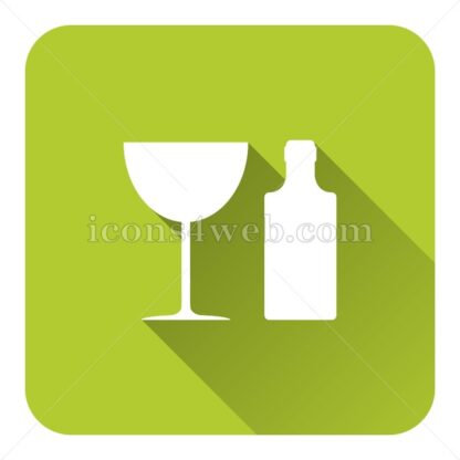 Bottle and glass flat icon with long shadow vector – icon for website - Icons for website