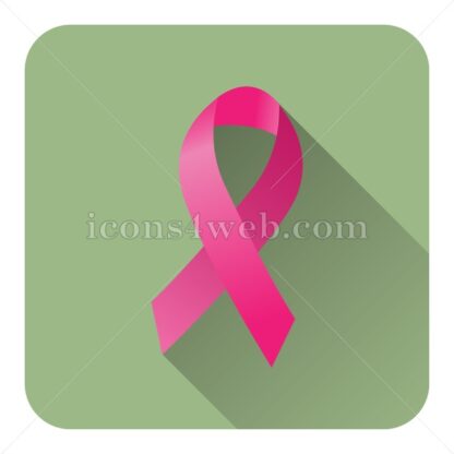 Breast cancer ribbon flat icon with long shadow vector – icons for website - Icons for website