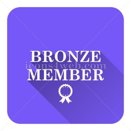Bronze member flat icon with long shadow vector – button for website - Icons for website