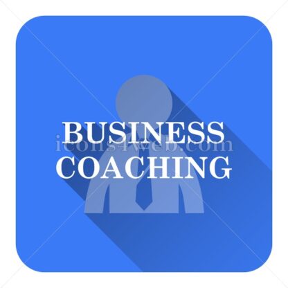 Business coaching flat icon with long shadow vector – vector button - Icons for website
