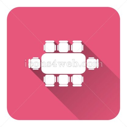 Business meeting table flat icon with long shadow vector – button for website - Icons for website