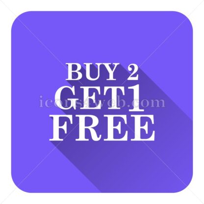 Buy 2 get 1 free offer flat icon with long shadow vector – graphic design icon - Icons for website