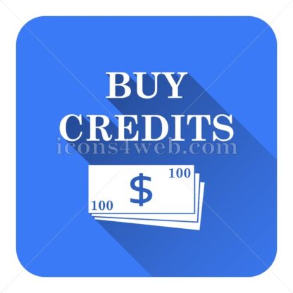 Buy credits flat icon with long shadow vector – internet icon - Icons for website