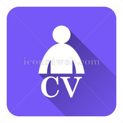 CV flat icon with long shadow vector – icon for website - Icons for website