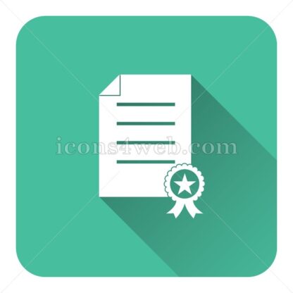 Certificate flat icon with long shadow vector – icon website - Icons for website