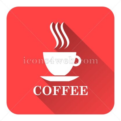 Coffee cup flat icon with long shadow vector – stock icon - Icons for website