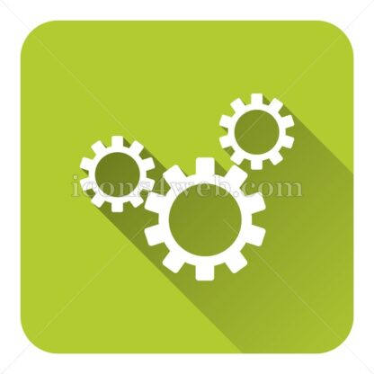 Cogs flat icon with long shadow vector – stock icon - Icons for website
