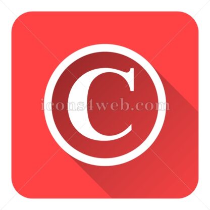 Copyright flat icon with long shadow vector – web page icon - Icons for website