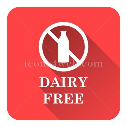 Dairy free flat icon with long shadow vector – website button - Icons for website