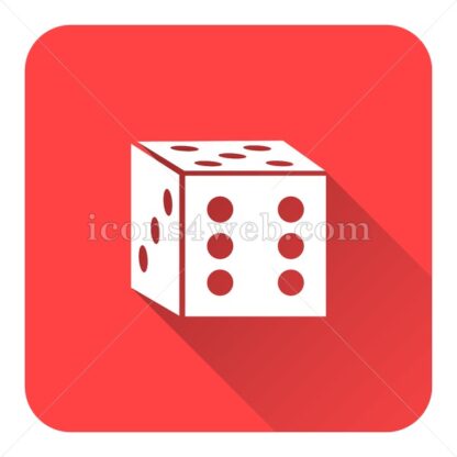 Dice flat icon with long shadow vector – web button - Icons for website