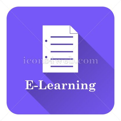 E-learning flat icon with long shadow vector – webpage icon - Icons for website