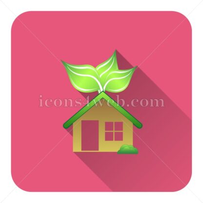 Eco house flat icon with long shadow vector – stock icon - Icons for website