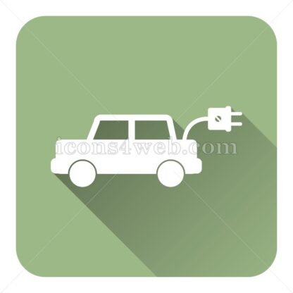 Electric car flat icon with long shadow vector – web design icon - Icons for website