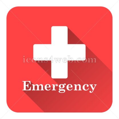 Emergency flat icon with long shadow vector – webpage icon - Icons for website