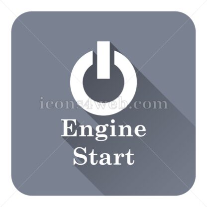 Engine start flat icon with long shadow vector – website button - Icons for website