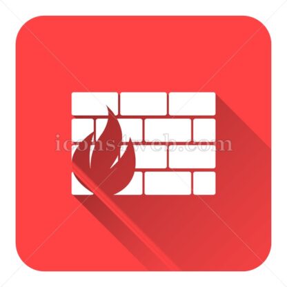 Firewall flat icon with long shadow vector – website button - Icons for website