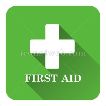 First aid flat icon with long shadow vector – webpage icon - Icons for website