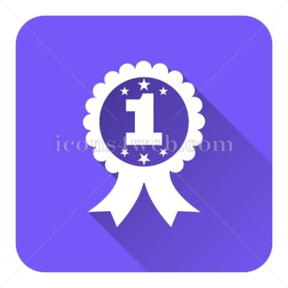 First prize ribbon flat icon with long shadow vector – button icon - Icons for website
