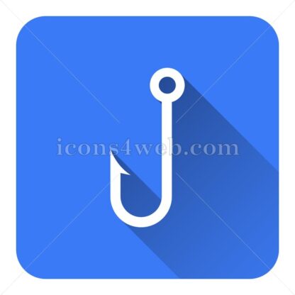 Fish hook flat icon with long shadow vector – graphic design icon - Icons for website