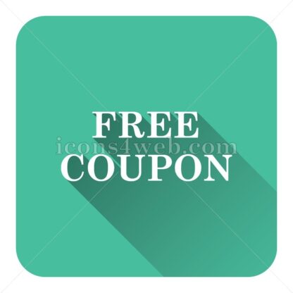 Free coupon flat icon with long shadow vector – button for website - Icons for website